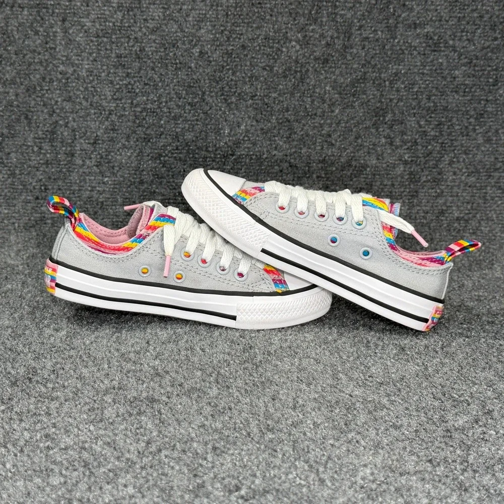 Converse All‎ Star Sneakers Girl's 11 Wolf Grey Rainbow Double Upper Retro Shoes